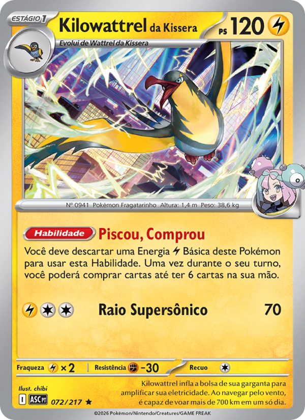 Kilowattrel da Kissera 072 — Erhabene Helden (Portuguese Pokémon TCG card)