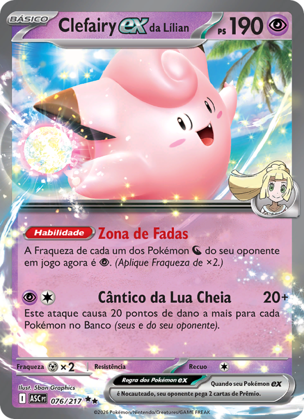 Clefairy ex da Lílian 076 — Erhabene Helden (Portuguese Pokémon TCG card)