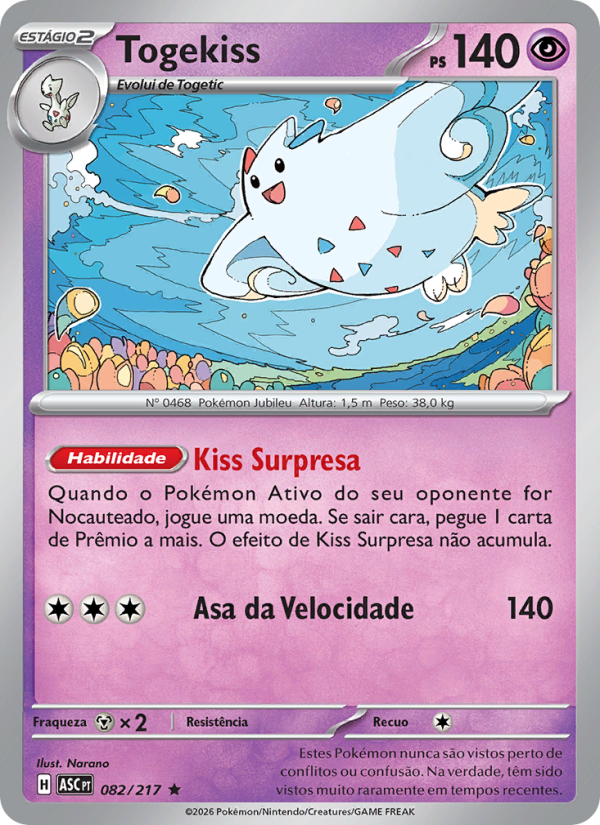 Togekiss 082 — Heróis Excelsos (Portuguese Pokémon TCG card)