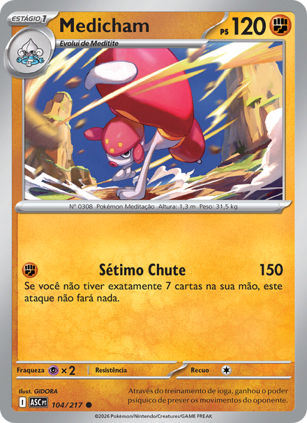 Medicham 104 — Heróis Excelsos (Portuguese Pokémon TCG card)