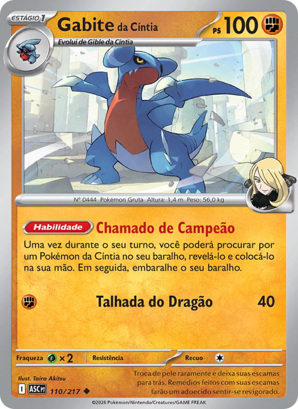 Gabite da Cíntia 110 — Heróis Excelsos (Portuguese Pokémon TCG card)