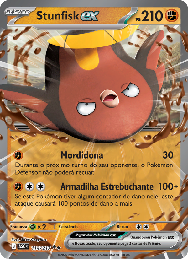 Stunfisk ex 114 — Heróis Excelsos (Portuguese Pokémon TCG card)