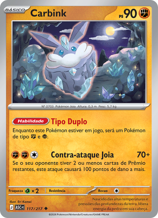 Carbink 117 — Heróis Excelsos (Portuguese Pokémon TCG card)