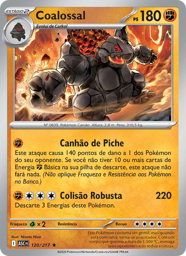 Coalossal 120 — Heróis Excelsos (Portuguese Pokémon TCG card)