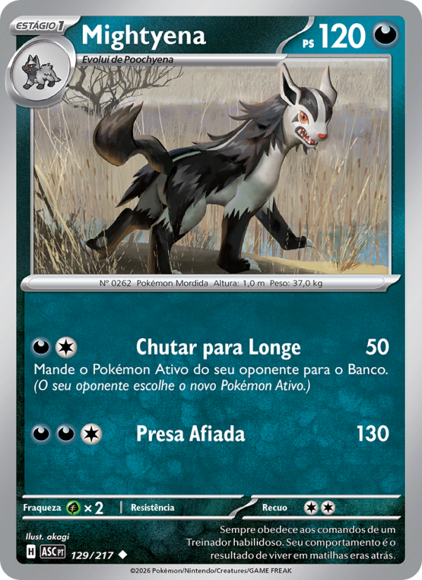 Mightyena 129 — Heróis Excelsos (Portuguese Pokémon TCG card)