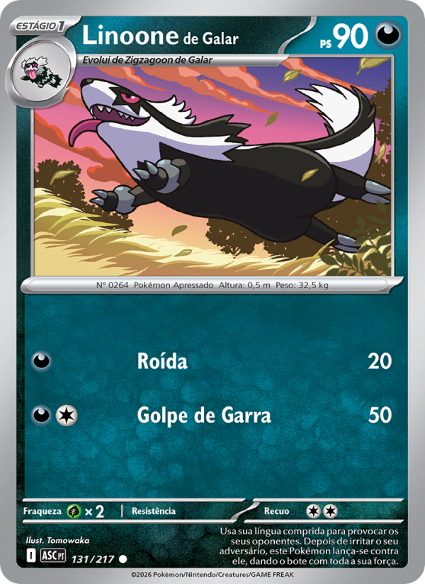 Linoone de Galar 131 — Heróis Excelsos (Portuguese Pokémon TCG card)