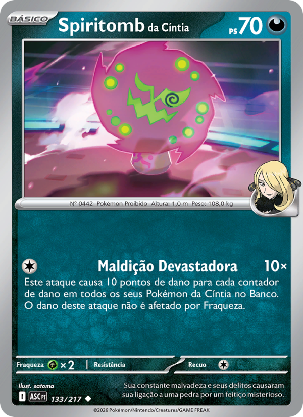 Spiritomb da Cíntia 133 — Heróis Excelsos (Portuguese Pokémon TCG card)
