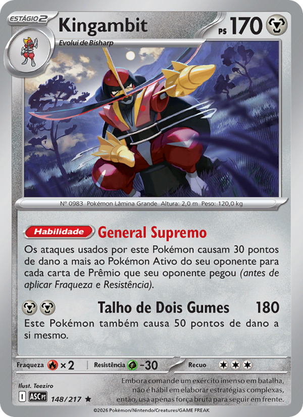 Kingambit 148 — Heróis Excelsos (Portuguese Pokémon TCG card)