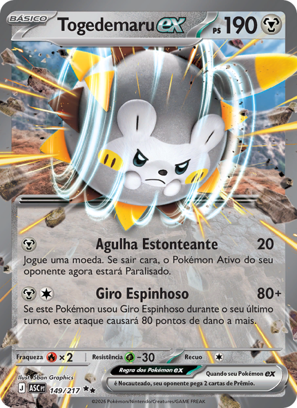 Togedemaru ex 149 — Heróis Excelsos (Portuguese Pokémon TCG card)