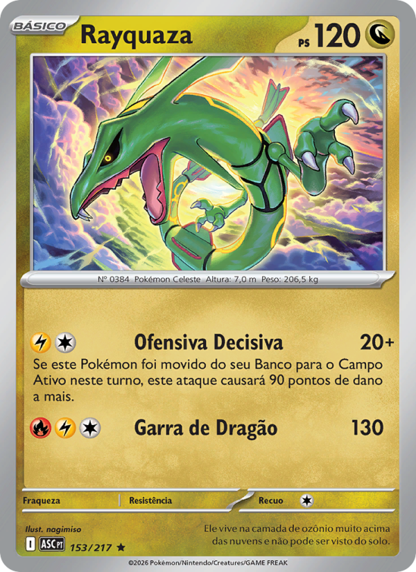 Rayquaza 153 — Heróis Excelsos (Portuguese Pokémon TCG card)