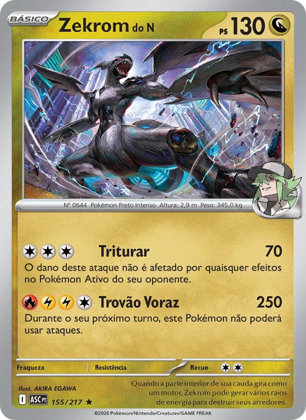 Zekrom do N 155 — Heróis Excelsos (Portuguese Pokémon TCG card)