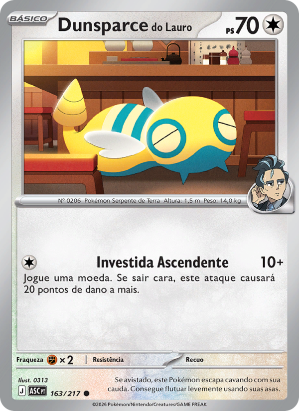 Dunsparce do Lauro 163 — Heróis Excelsos (Portuguese Pokémon TCG card)
