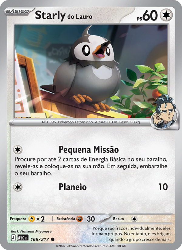 Starly do Lauro 168 — Heróis Excelsos (Portuguese Pokémon TCG card)