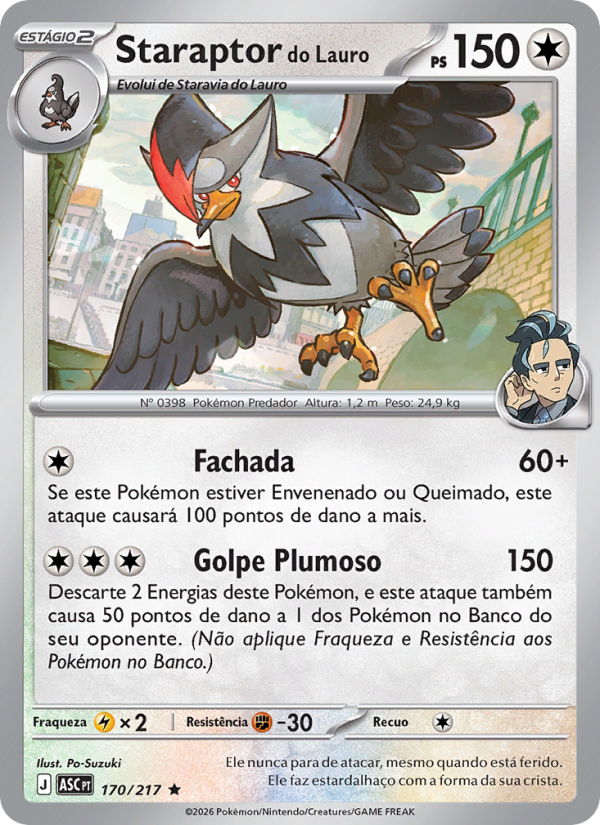 Staraptor do Lauro 170 — Heróis Excelsos (Portuguese Pokémon TCG card)