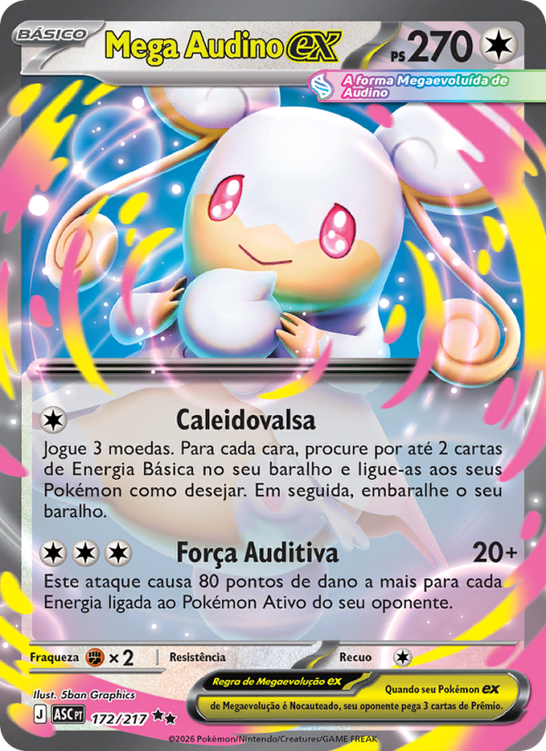 Mega Audino ex 172 — Heróis Excelsos (Portuguese Pokémon TCG card)