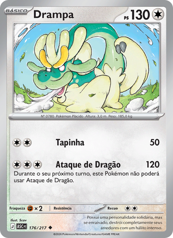 Drampa 176 — Heróis Excelsos (Portuguese Pokémon TCG card)