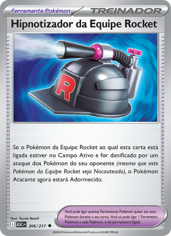 Hipnotizador da Equipe Rocket 206 — Heróis Excelsos (Portuguese Pokémon TCG card)