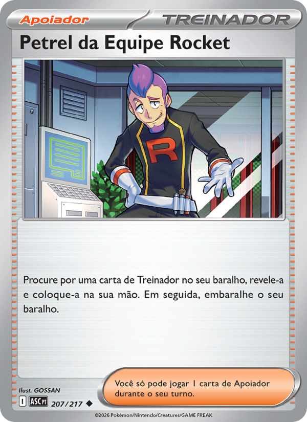Petrel da Equipe Rocket 207 — Heróis Excelsos (Portuguese Pokémon TCG card)