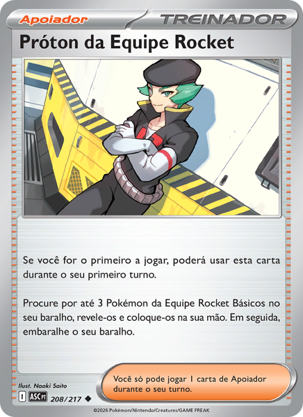 Próton da Equipe Rocket 208 — Heróis Excelsos (Portuguese Pokémon TCG card)