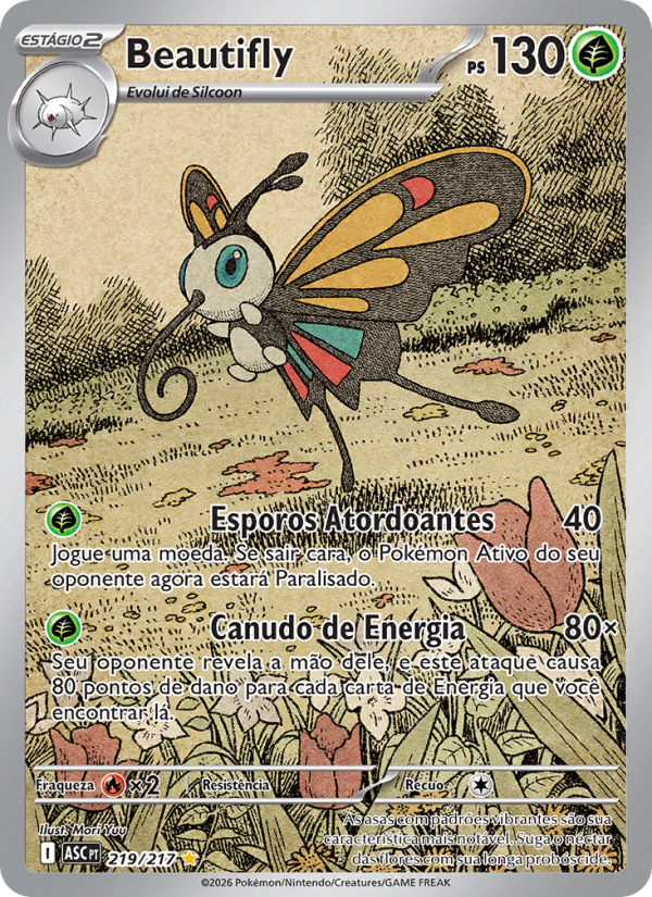 Beautifly 219 — Heróis Excelsos (Portuguese Pokémon TCG card)