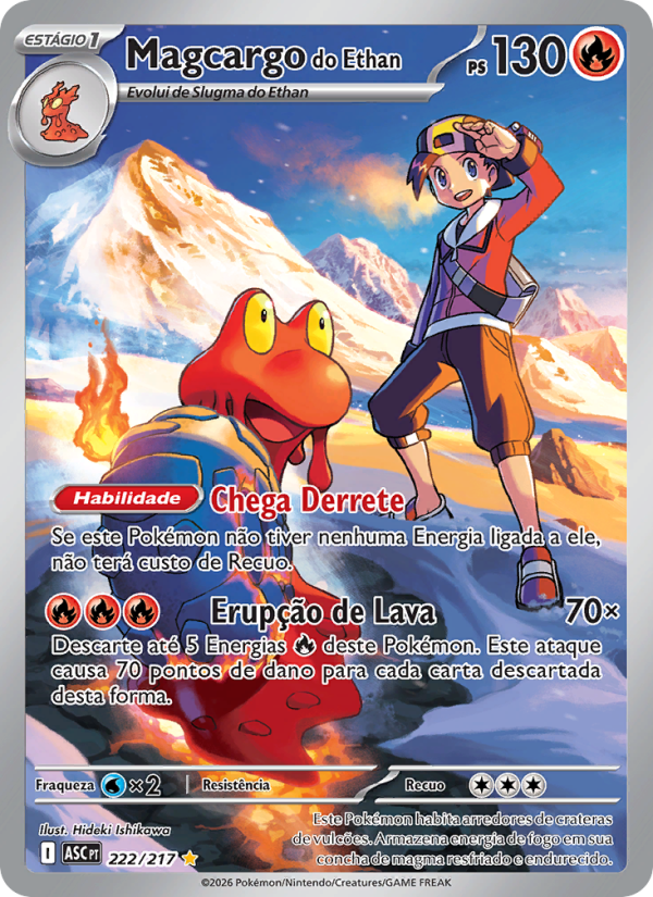 Magcargo do Ethan 222 — Heróis Excelsos (Portuguese Pokémon TCG card)