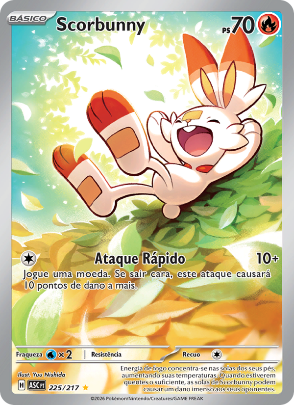 Scorbunny 225 — Heróis Excelsos (Portuguese Pokémon TCG card)