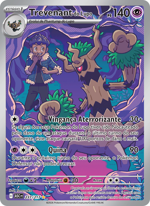 Trevenant do Lupo 237 — Heróis Excelsos (Portuguese Pokémon TCG card)