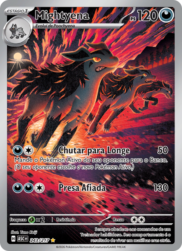 Mightyena 243 — Heróis Excelsos (Portuguese Pokémon TCG card)