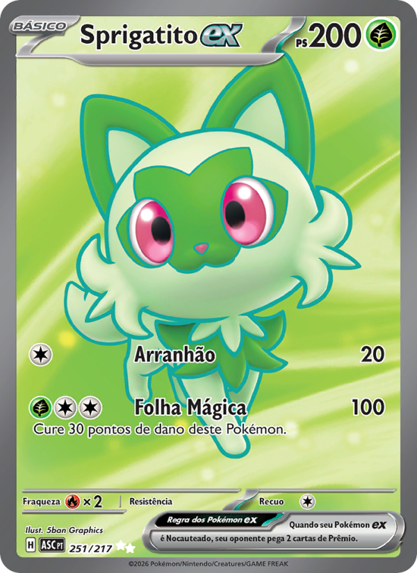 Sprigatito ex 251 — Heróis Excelsos (Portuguese Pokémon TCG card)