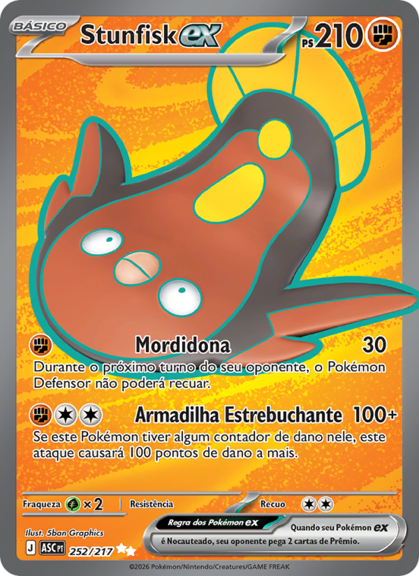 Stunfisk ex 252 — Heróis Excelsos (Portuguese Pokémon TCG card)