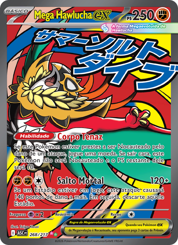 Mega Hawlucha ex 268 — Heróis Excelsos (Portuguese Pokémon TCG card)