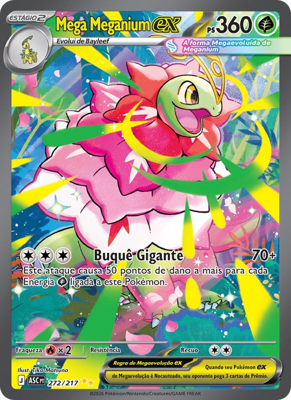 Mega Meganium ex 272 — Heróis Excelsos (Portuguese Pokémon TCG card)