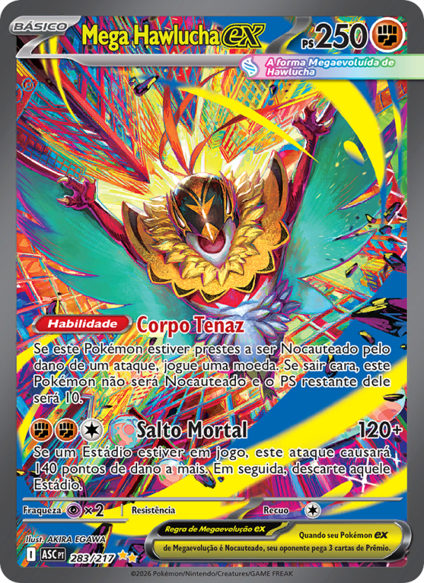 Mega Hawlucha ex 283 — Heróis Excelsos (Portuguese Pokémon TCG card)
