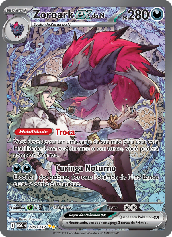 Zoroark ex do N 286 — Heróis Excelsos (Portuguese Pokémon TCG card)