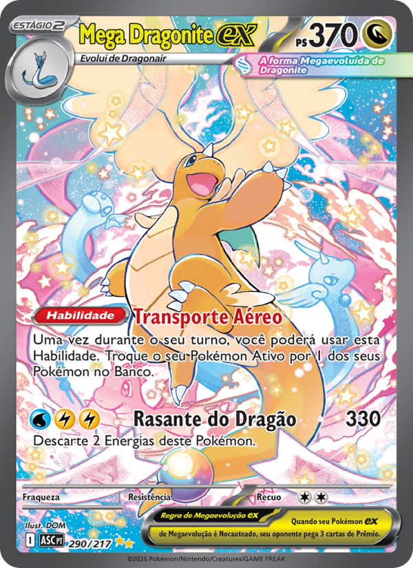 Mega Dragonite ex 290 — Heróis Excelsos (Portuguese Pokémon TCG card)