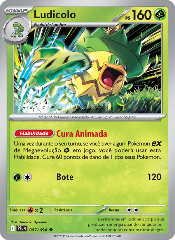 Ludicolo 007 — Fogo Fantasmagórico (Portuguese Pokémon TCG card)