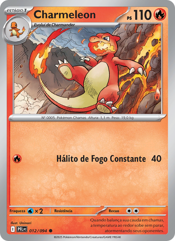 Charmeleon 012 — Fogo Fantasmagórico (Portuguese Pokémon TCG card)