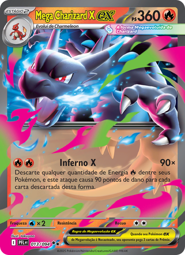 Mega Charizard X ex 013 — Fogo Fantasmagórico (Portuguese Pokémon TCG card)