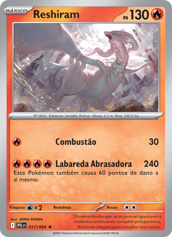 Reshiram 017 — Fogo Fantasmagórico (Portuguese Pokémon TCG card)