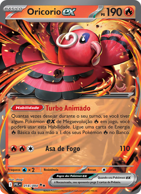 Oricorio ex 018 — Fogo Fantasmagórico (Portuguese Pokémon TCG card)
