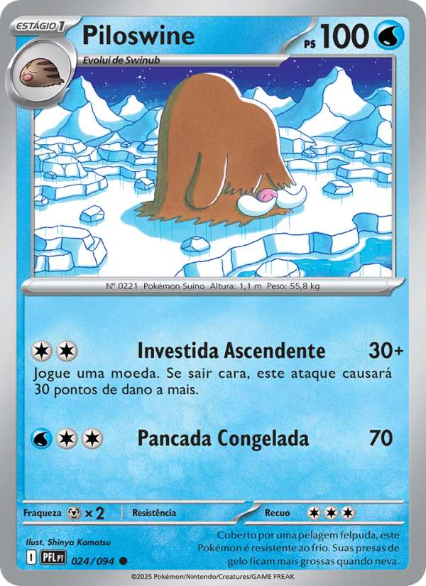 Piloswine 024 — Fogo Fantasmagórico (Portuguese Pokémon TCG card)