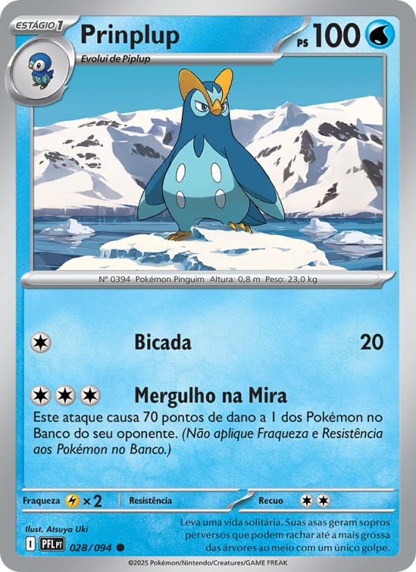 Prinplup 028 — Fogo Fantasmagórico (Portuguese Pokémon TCG card)