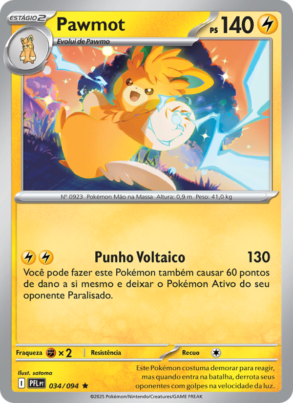 Pawmot 034 — Fogo Fantasmagórico (Portuguese Pokémon TCG card)