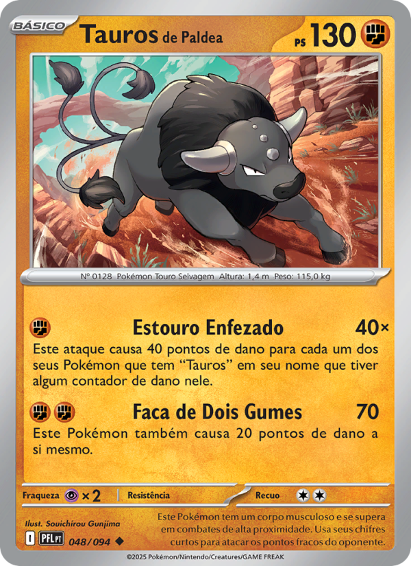 Tauros de Paldea 048 — Fogo Fantasmagórico (Portuguese Pokémon TCG card)