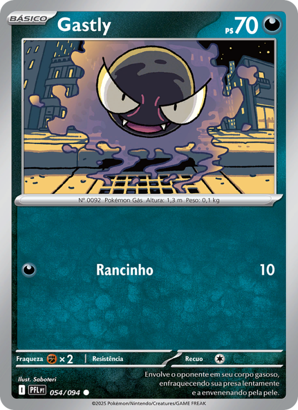 Gastly 054 — Fogo Fantasmagórico (Portuguese Pokémon TCG card)