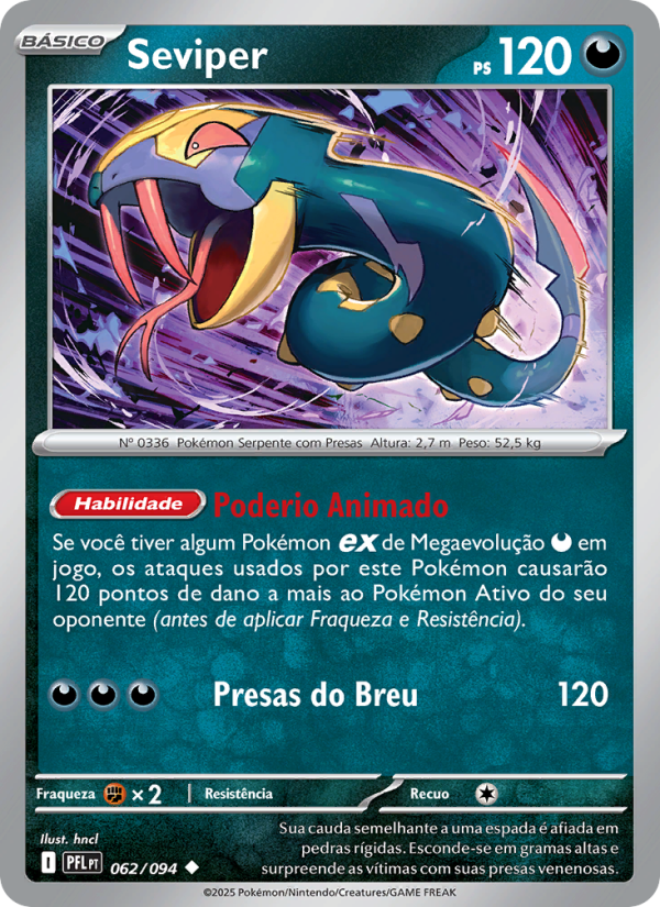 Seviper 062 — Fogo Fantasmagórico (Portuguese Pokémon TCG card)