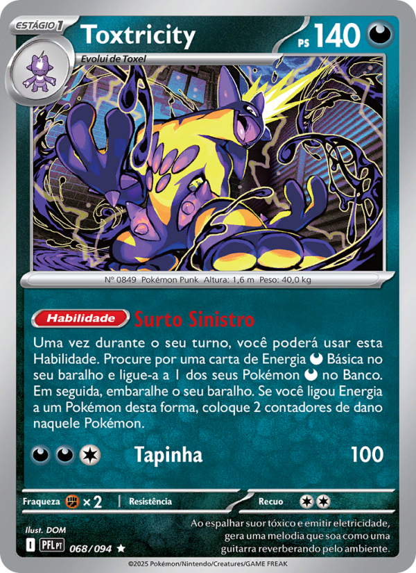 Toxtricity 068 — Fogo Fantasmagórico (Portuguese Pokémon TCG card)