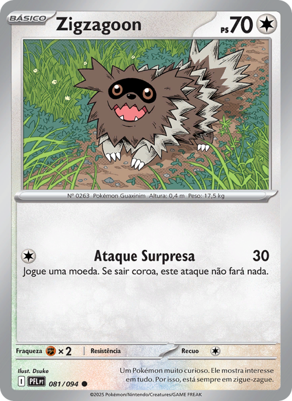 Zigzagoon 081 — Fogo Fantasmagórico (Portuguese Pokémon TCG card)
