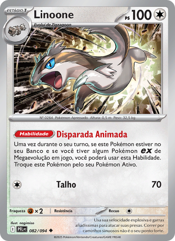 Linoone 082 — Fogo Fantasmagórico (Portuguese Pokémon TCG card)
