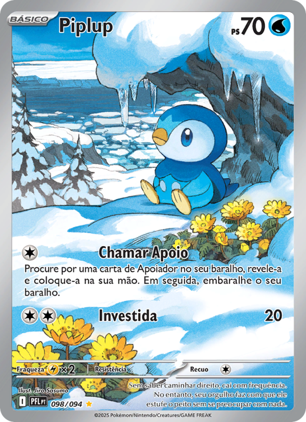 Piplup 098 — Phantasmal Flames (Portuguese Pokémon TCG card)